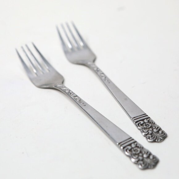 Vintage Ornate Levco Stainless Steel Forks (set of 2) - Japan Floral Cutlery - Picture 4 of 8